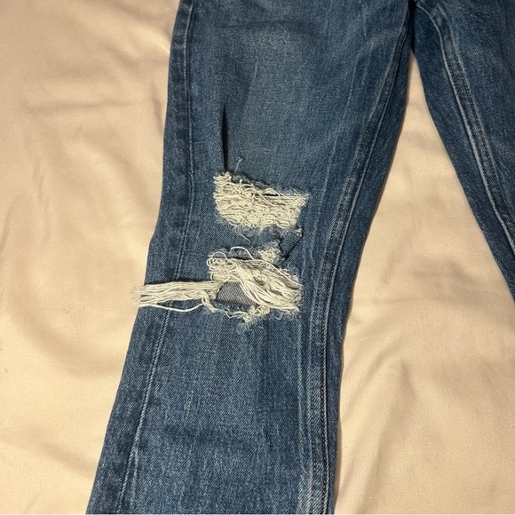 Abercrombie & Fitch High Rise Mom Jeans Women’s 23 Distressed Blue Denim - Picture 16 of 16